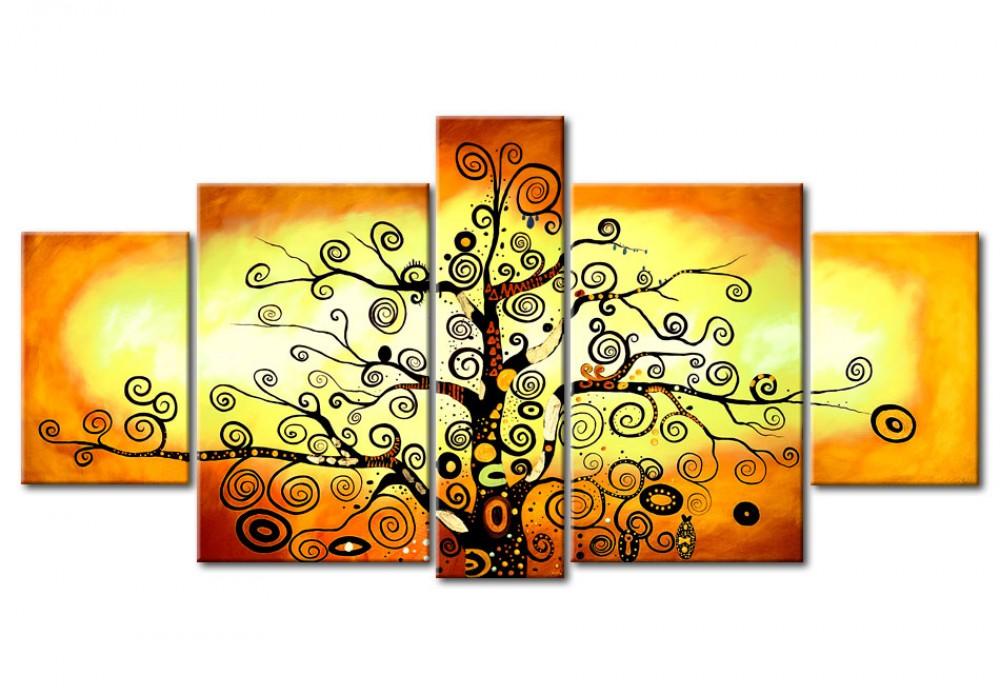 5 Piece Canvas Paintings, Tree of Life Painting, Abstract Acrylic Pain