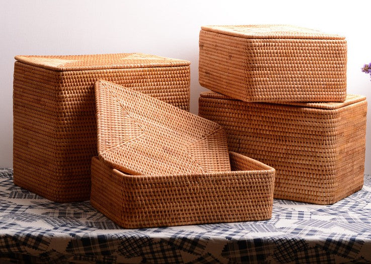 Woven Rectangular Basket for Shelves, Rattan Storage Basket, Storage B –  Paintingforhome