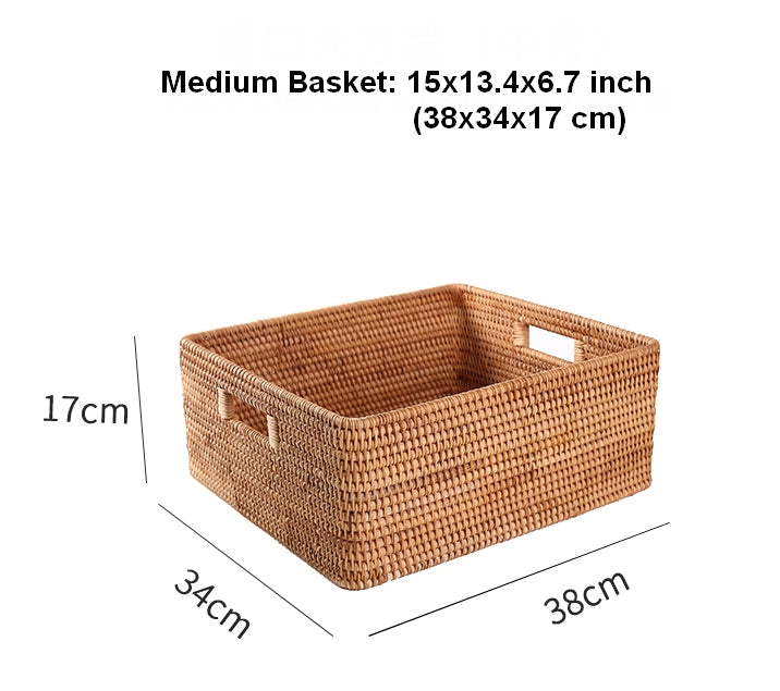 Storage Baskets for Kitchen, Woven Rattan Rectangular Storage Baskets, –  Paintingforhome