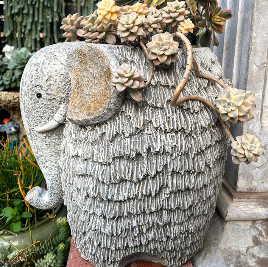 Elephant Flower Pot, Modern Animal Statue for Garden Ornaments, Large –