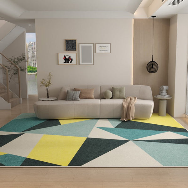 Geometric Carpets for Living Room, Contemporary Modern Rugs Next to Bed, Blue Modern Rugs under Dining Room Table-ArtWorkCrafts.com