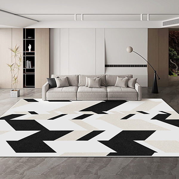 Abstract Contemporary Area Rugs for Bedroom, Large Modern Living Room Rugs, Geometric Modern Rugs for Dining Room-ArtWorkCrafts.com