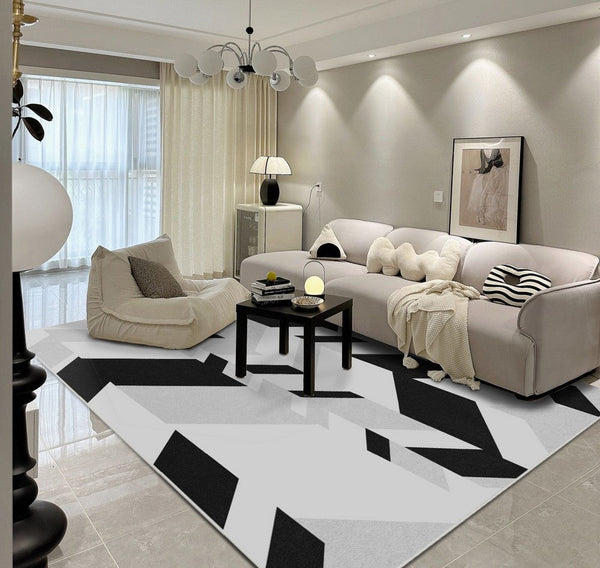 Contemporary Area Rugs for Bedroom, Living Room Modern Rugs, Modern Living Room Rug Placement Ideas-ArtWorkCrafts.com