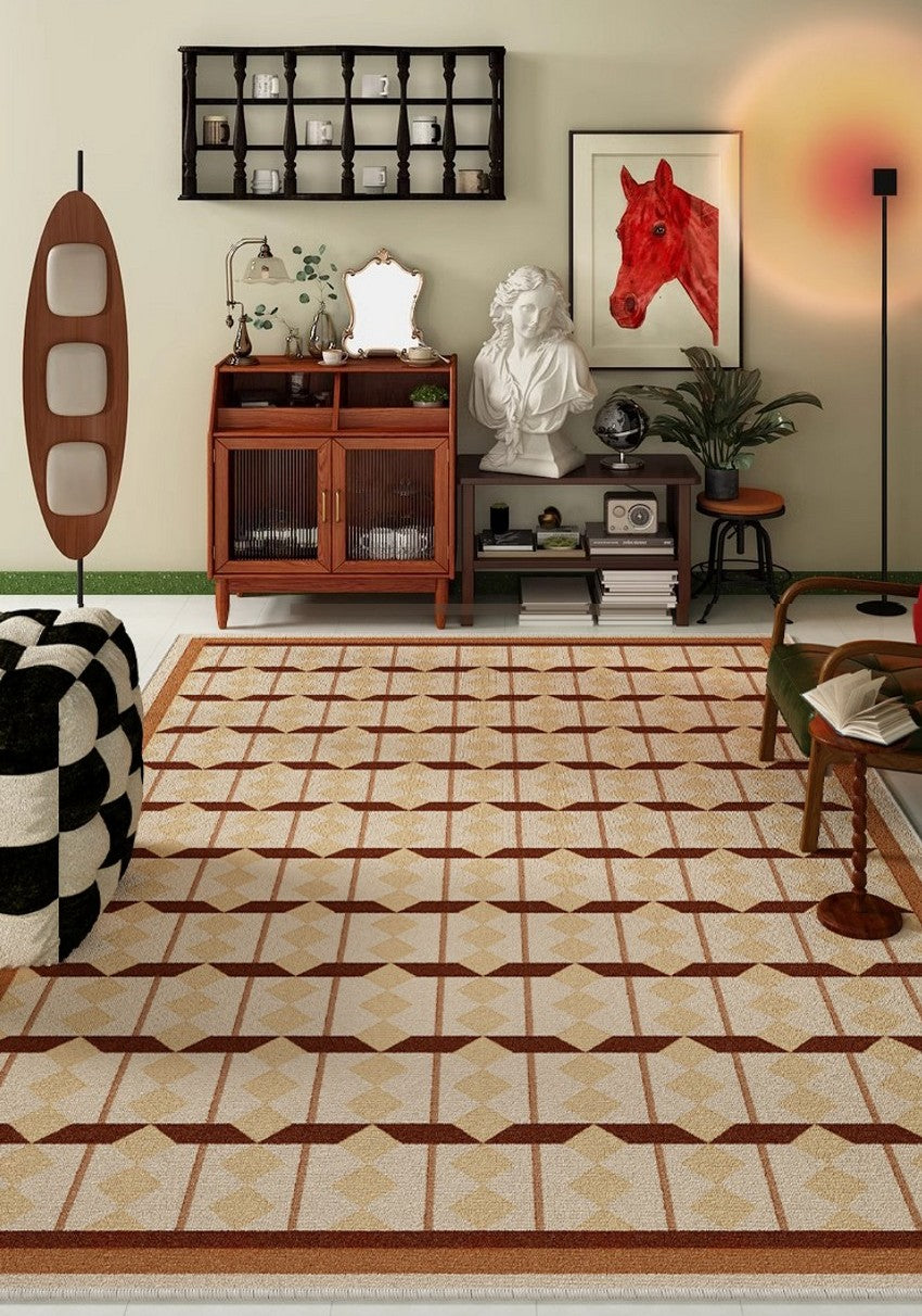 Abstract Geometric Modern Rugs, Dining Room Floor Carpets, Contemporary Modern Rugs for Bedroom, Mid Century Modern Rugs for Living Room-ArtWorkCrafts.com