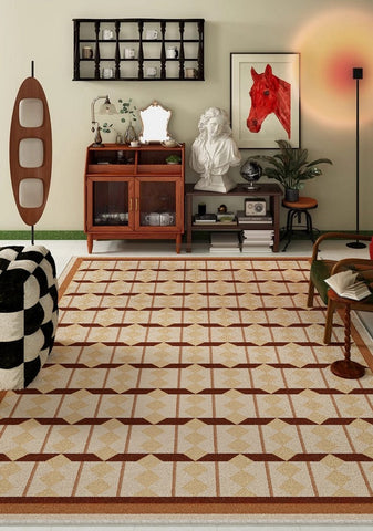 Abstract Geometric Modern Rugs, Dining Room Floor Carpets, Contemporary Modern Rugs for Bedroom, Mid Century Modern Rugs for Living Room-ArtWorkCrafts.com