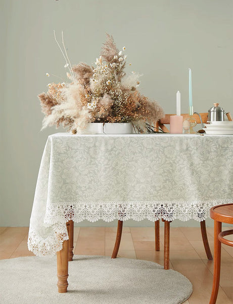 Dining Room Flower Pattern Table Cloths, Farmhouse Table Cloth, Wedding Tablecloth, Square Tablecloth for Round Table, Cotton Rectangular Table Covers for Kitchen-ArtWorkCrafts.com