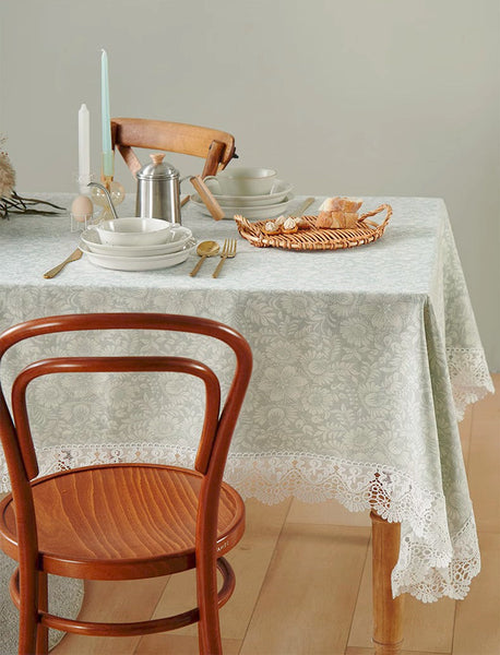 Dining Room Flower Pattern Table Cloths, Farmhouse Table Cloth, Wedding Tablecloth, Square Tablecloth for Round Table, Cotton Rectangular Table Covers for Kitchen-ArtWorkCrafts.com