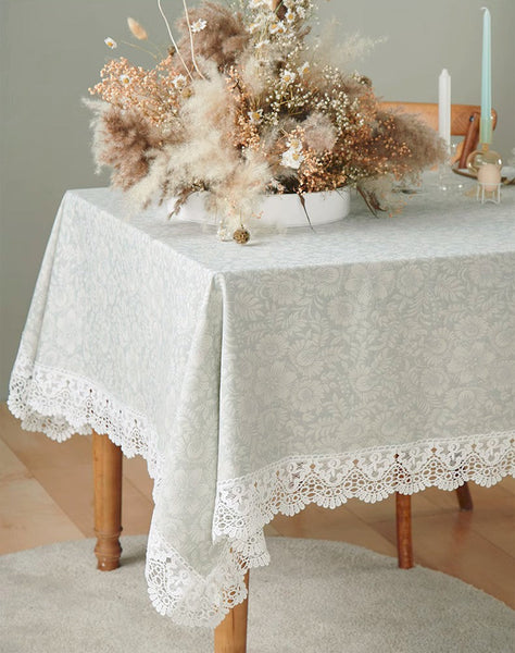 Dining Room Flower Pattern Table Cloths, Farmhouse Table Cloth, Wedding Tablecloth, Square Tablecloth for Round Table, Cotton Rectangular Table Covers for Kitchen-ArtWorkCrafts.com