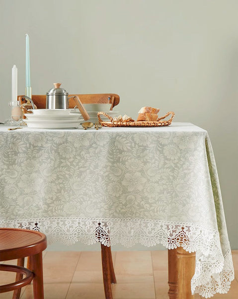 Dining Room Flower Pattern Table Cloths, Farmhouse Table Cloth, Wedding Tablecloth, Square Tablecloth for Round Table, Cotton Rectangular Table Covers for Kitchen-ArtWorkCrafts.com