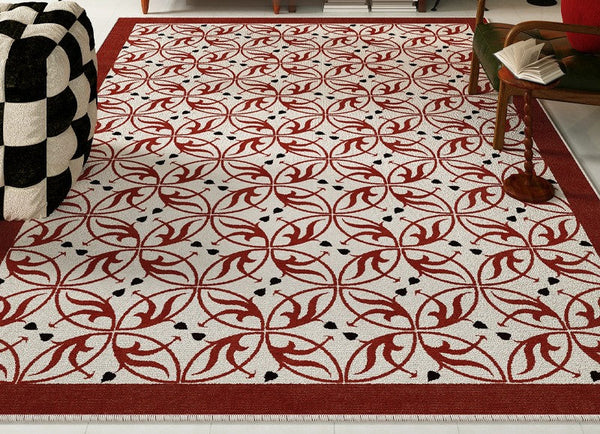 Dining Room Abstract Floor Rugs, Contemporary Area Rugs Next to Bed, Mid Century Flower Pattern Modern Rugs under Coffee Table-ArtWorkCrafts.com