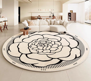 Modern Rug Ideas for Living Room, Bedroom Modern Round Rugs, Dining Room Contemporary Round Rugs, Circular Modern Rugs under Chairs-ArtWorkCrafts.com