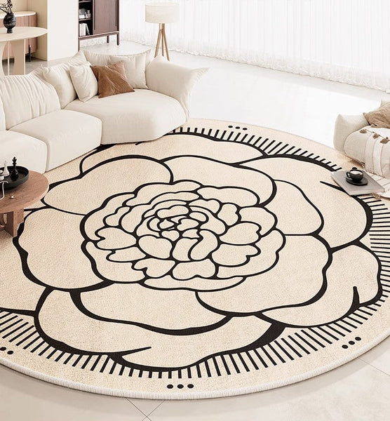 Modern Rug Ideas for Living Room, Bedroom Modern Round Rugs, Dining Room Contemporary Round Rugs, Circular Modern Rugs under Chairs-ArtWorkCrafts.com