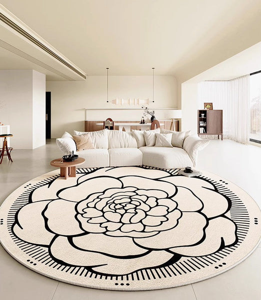 Modern Rug Ideas for Living Room, Bedroom Modern Round Rugs, Dining Room Contemporary Round Rugs, Circular Modern Rugs under Chairs-ArtWorkCrafts.com