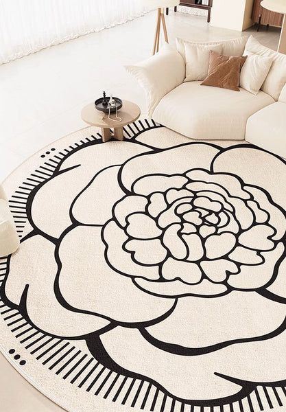 Modern Rug Ideas for Living Room, Bedroom Modern Round Rugs, Dining Room Contemporary Round Rugs, Circular Modern Rugs under Chairs-ArtWorkCrafts.com