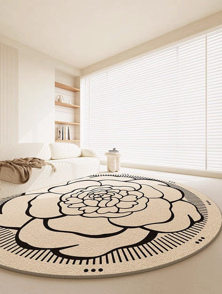 Modern Rug Ideas for Living Room, Bedroom Modern Round Rugs, Dining Room Contemporary Round Rugs, Circular Modern Rugs under Chairs-ArtWorkCrafts.com