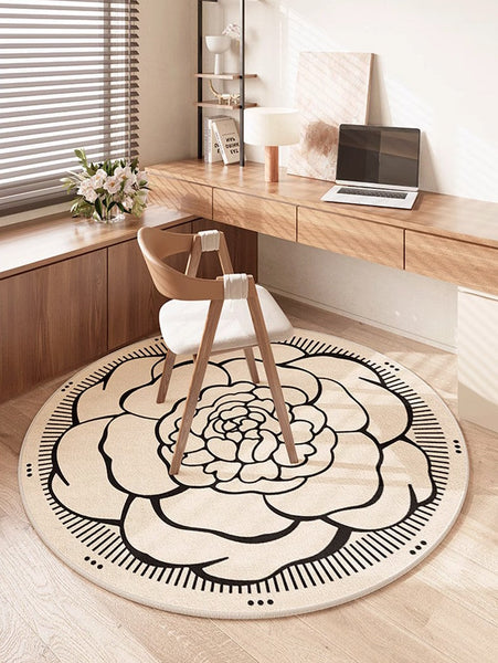 Modern Rug Ideas for Living Room, Bedroom Modern Round Rugs, Dining Room Contemporary Round Rugs, Circular Modern Rugs under Chairs-ArtWorkCrafts.com