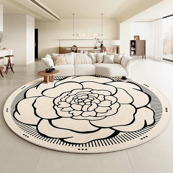 Modern Rug Ideas for Living Room, Bedroom Modern Round Rugs, Dining Room Contemporary Round Rugs, Circular Modern Rugs under Chairs-ArtWorkCrafts.com