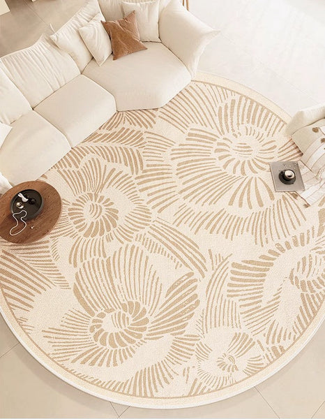 Dining Room Contemporary Round Rugs, Modern Rug Ideas for Living Room, Bedroom Modern Round Rugs, Circular Modern Rugs under Chairs-ArtWorkCrafts.com