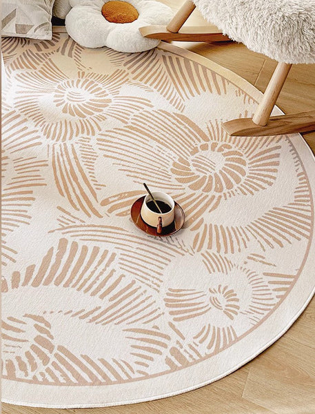 Dining Room Contemporary Round Rugs, Modern Rug Ideas for Living Room, Bedroom Modern Round Rugs, Circular Modern Rugs under Chairs-ArtWorkCrafts.com