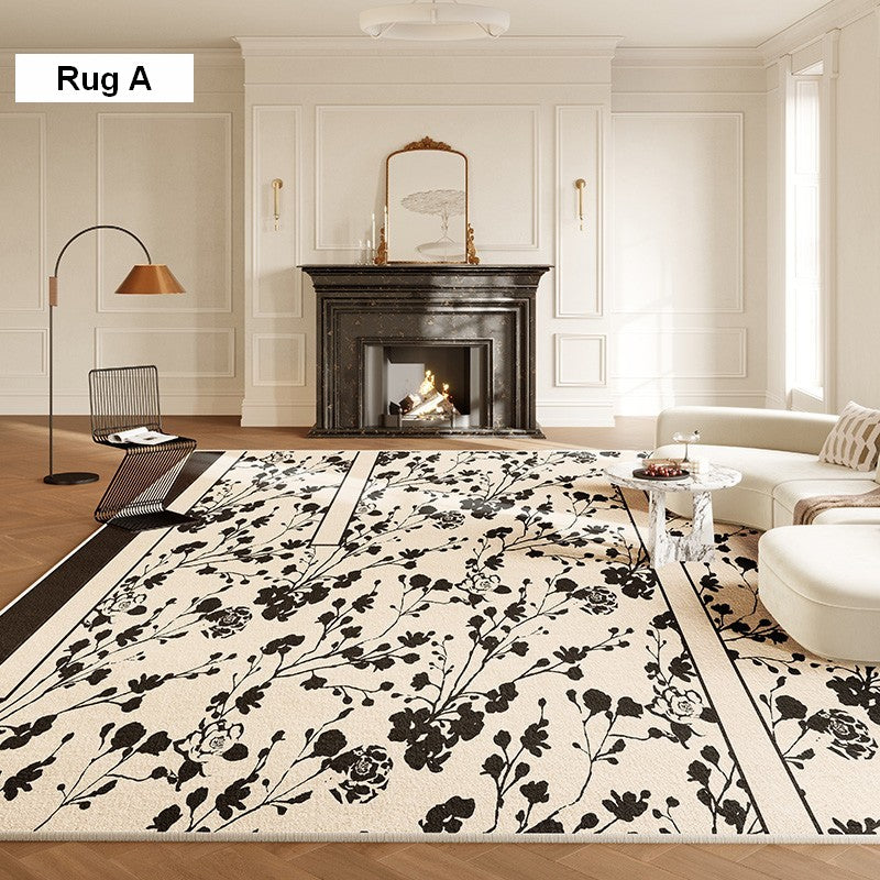 Modern Rugs for Living Room, French Style Modern Rugs for Bedroom, Flower Pattern Modern Rugs for Interior Design, Contemporary Modern Rugs under Dining Room Table-ArtWorkCrafts.com