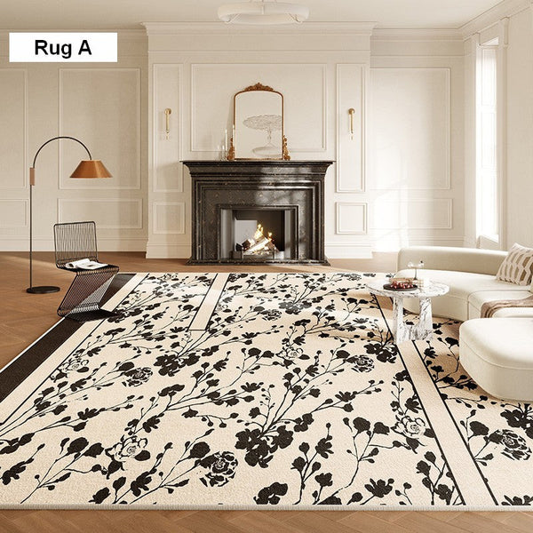 Modern Rugs for Living Room, French Style Modern Rugs for Bedroom, Flower Pattern Modern Rugs for Interior Design, Contemporary Modern Rugs under Dining Room Table-ArtWorkCrafts.com