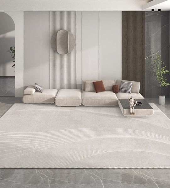 Contemporary Area Rugs for Bedroom, Living Room Modern Rugs, Modern Living Room Rug Placement Ideas, Grey Modern Floor Carpets for Dining Room-ArtWorkCrafts.com