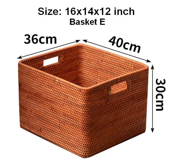 Woven Storage Baskets, Rattan Storage Baskets for Kitchen, Storage Basket for Shelves, Kitchen Storage Basket, Storage Baskets for Bedroom-ArtWorkCrafts.com