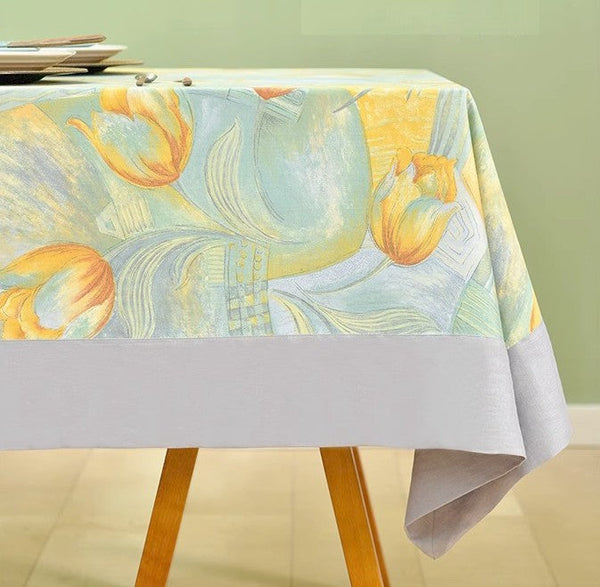 Country Farmhouse Tablecloth, Extra Large Rectangle Tablecloth for Dining Room Table, Tulip Flowers Rustic Table Covers for Kitchen, Square Tablecloth for Round Table-ArtWorkCrafts.com