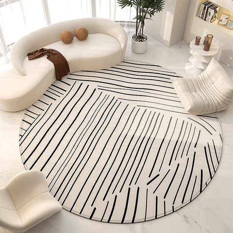 Large Modern Rugs for Living Room, Contemporary Modern Area Rugs for Bedroom, Geometric Round Rugs for Dining Room, Circular Modern Rugs under Chairs-ArtWorkCrafts.com