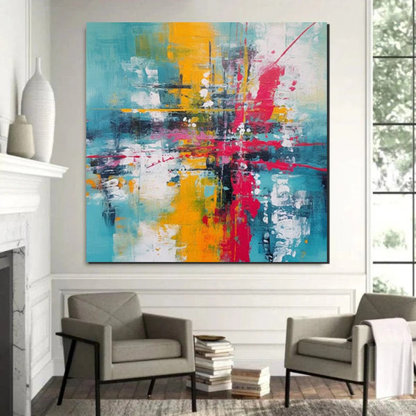 Acrylic Painting for Dining Room, Modern Contemporary Abstract Artwork, Palette Knife Painting, Heavy Texutre Wall Art, Extra Large Wall Art Painting-ArtWorkCrafts.com