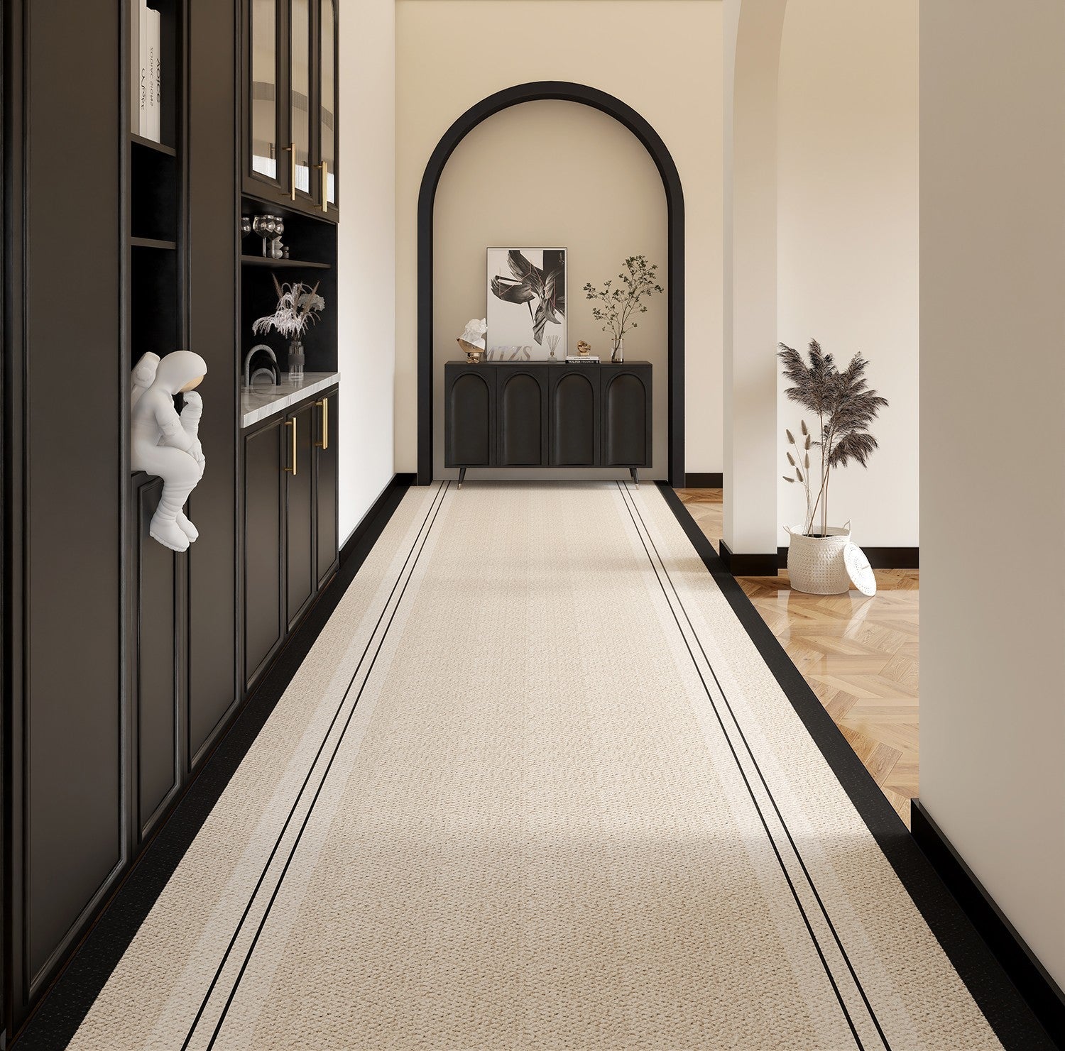 Extra Long Hallway Runners, Stain-resistant Non Slip Runner Rugs, Modern Entryway Runner Rug Ideas, Geometric Modern Long Hallway Runners-ArtWorkCrafts.com