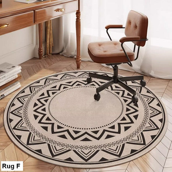 Modern Round Rugs for Bedroom, Circular Modern Rugs under Dining Room Table, Contemporary Round Rugs, Geometric Modern Rug Ideas for Living Room-ArtWorkCrafts.com