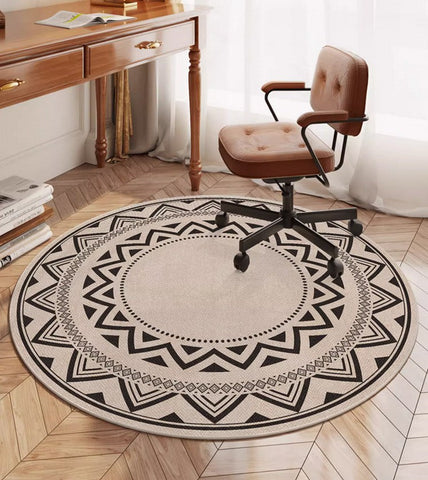 Modern Round Rugs for Bedroom, Circular Modern Rugs under Dining Room Table, Contemporary Round Rugs, Geometric Modern Rug Ideas for Living Room-ArtWorkCrafts.com