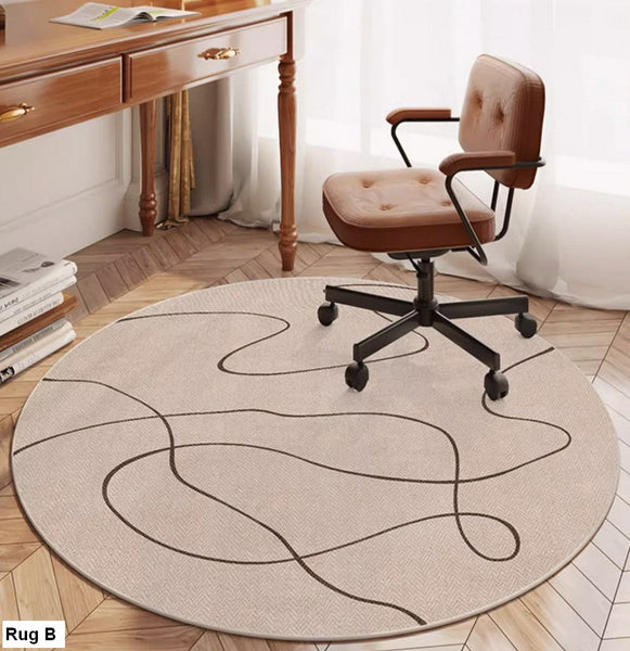 Round Rugs under Coffee Table, Geometric Modern Rug Ideas for Living Room, Circular Modern Rugs under Dining Room Table, Modern Round Rugs for Bedroom-ArtWorkCrafts.com