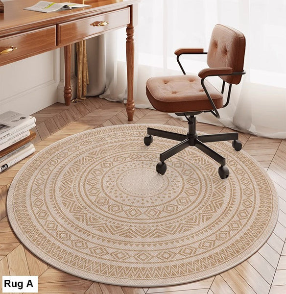 Round Rugs under Coffee Table, Geometric Modern Rug Ideas for Living Room, Circular Modern Rugs under Dining Room Table, Modern Round Rugs for Bedroom-ArtWorkCrafts.com