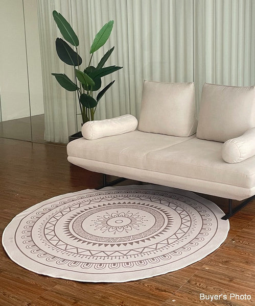 Circular Modern Rugs for Bedroom, Modern Rugs for Dining Room, Contemporary Round Rugs, Geometric Modern Rug Ideas for Living Room-ArtWorkCrafts.com