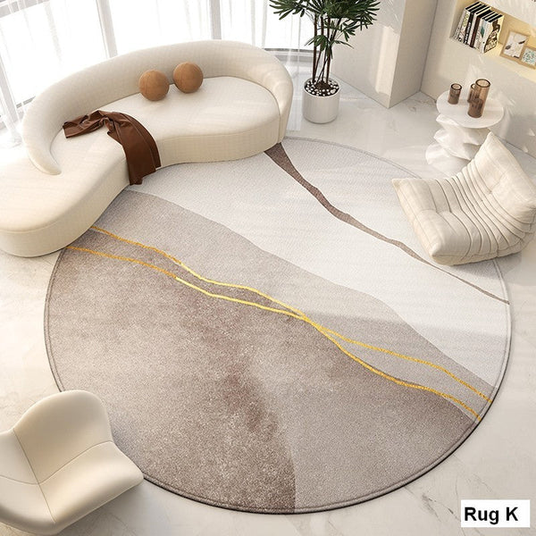 Round Modern Rugs for Living Room, Contemporary Modern Area Rugs for Bedroom, Geometric Round Rugs for Dining Room, Circular Modern Rugs under Chairs-ArtWorkCrafts.com