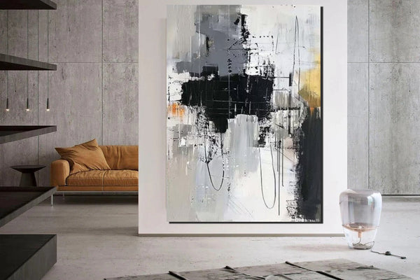 Large Paintings Behind Sofa, Large Painting for Living Room, Acrylic Paintings on Canvas, Heavy Texture Painting, Buy Paintings Online-ArtWorkCrafts.com