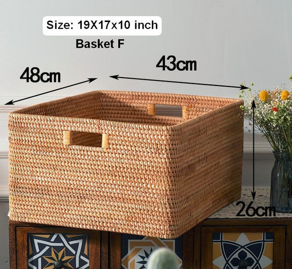 Laundry Storage Baskets, Rattan Storage Baskets for Kitchen, Storage Basket for Shelves, Kitchen Storage Basket, Storage Baskets for Bathroom-ArtWorkCrafts.com