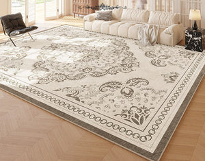 Modern Rugs for Living Room, Large Modern Rugs for Bedroom, Flower Pattern Area Rugs under Coffee Table, Contemporary Rugs for Dining Room-ArtWorkCrafts.com