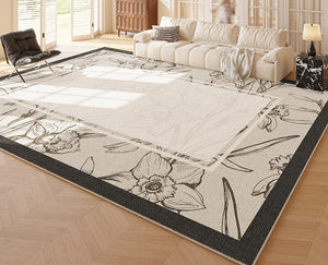 Unique Modern Rugs for Living Room, Large Modern Rugs for Bedroom, Flower Pattern Area Rugs under Coffee Table, Contemporary Modern Rugs for Dining Room-ArtWorkCrafts.com