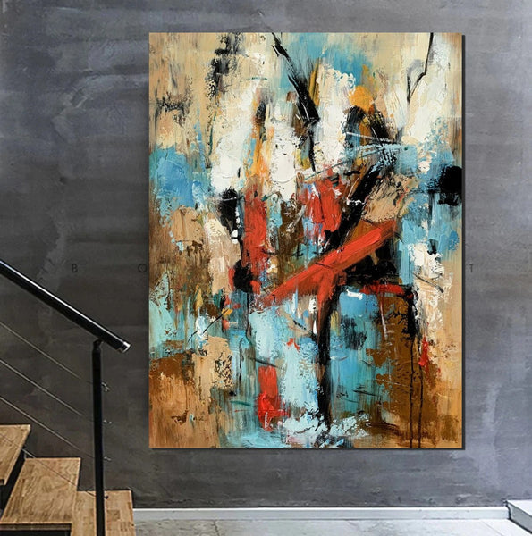 Contemporary Wall Painting, Living Room Wall Painting, Modern Artwork, Large Canvas Painting, Acrylic Painting for Dining Room-ArtWorkCrafts.com