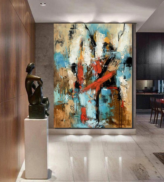 Contemporary Wall Painting, Living Room Wall Painting, Modern Artwork, Large Canvas Painting, Acrylic Painting for Dining Room-ArtWorkCrafts.com