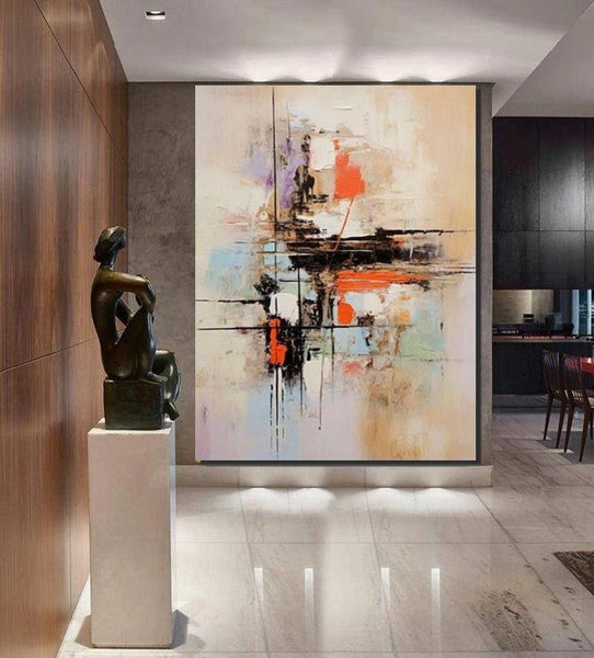 Large Acrylic Canvas Paintings, Simple Wall Art Ideas, Heavy Texture Painting, Bedroom Abstract Paintings, Modern Abstract Painting-ArtWorkCrafts.com