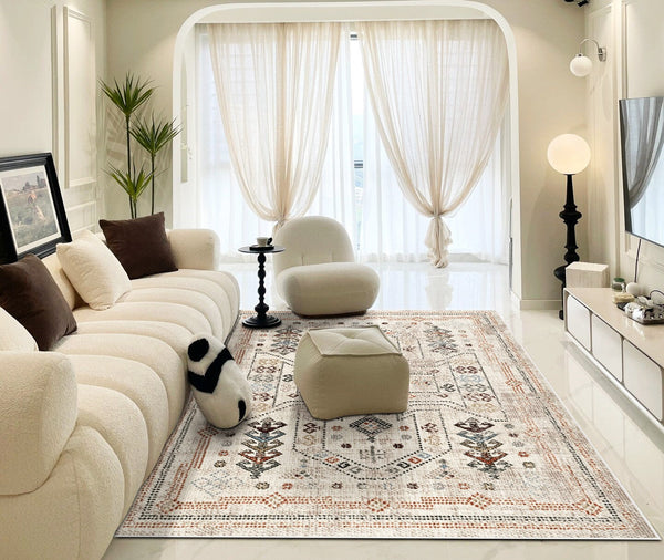 Modern Rugs for Living Room, Morocco Contemporary Rugs Next to Bed, Flower Pattern Contemporary Modern Rugs for Dining Room-ArtWorkCrafts.com