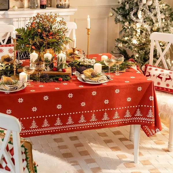 Extra Large Modern Rectangular Tablecloth for Dining Room Table, Christmas Edelweiss Table Covers, Square Tablecloth for Kitchen, Large Tablecloth for Round Table-ArtWorkCrafts.com