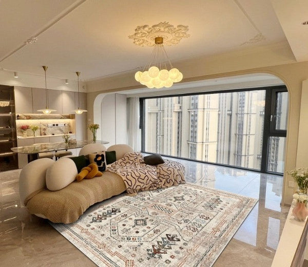 Morocco Contemporary Rugs Next to Bed, Modern Rugs for Living Room, Flower Pattern Contemporary Modern Rugs for Dining Room-ArtWorkCrafts.com