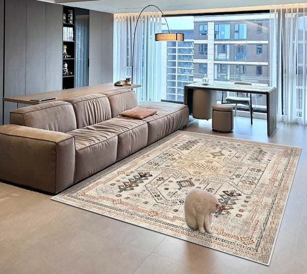 Morocco Contemporary Rugs Next to Bed, Modern Rugs for Living Room, Flower Pattern Contemporary Modern Rugs for Dining Room-ArtWorkCrafts.com