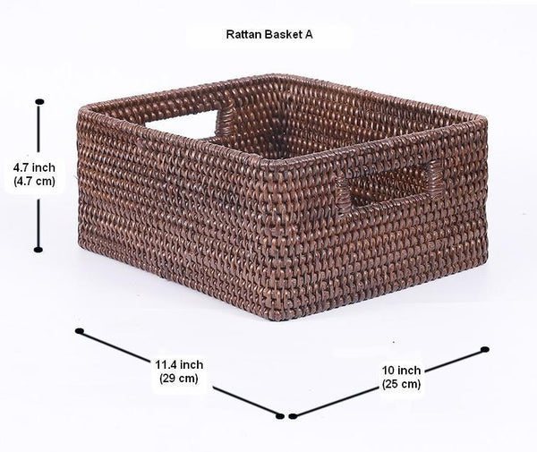 Storage Baskets for Clothes, Rectangular Storage Baskets, Large Brown Woven Storage Baskets, Storage Baskets for Shelves-ArtWorkCrafts.com