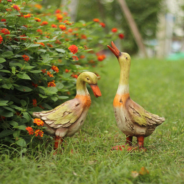 Large Duck Statues, Unique Wood Carving Statue for Garden, Creative Modern Statue for Garden Ornaments, Villa Outdoor Decor Gardening Ideas-ArtWorkCrafts.com